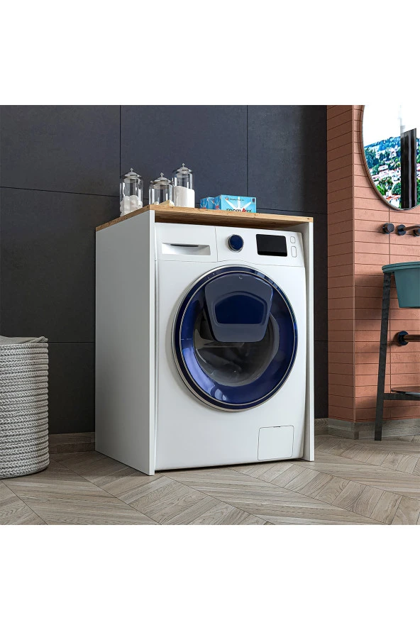 ROOMART Banos Banyo Çamaşır-kurutma Makinesi Kapaksız Banyo Dolabı Mat Beyaz-atlantik