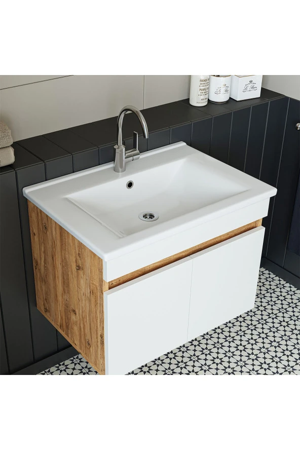 ROOMART Lavabolu Atlantik-beyaz Mat Mdf 65 Cm Banyo Alt Dolabı - 3