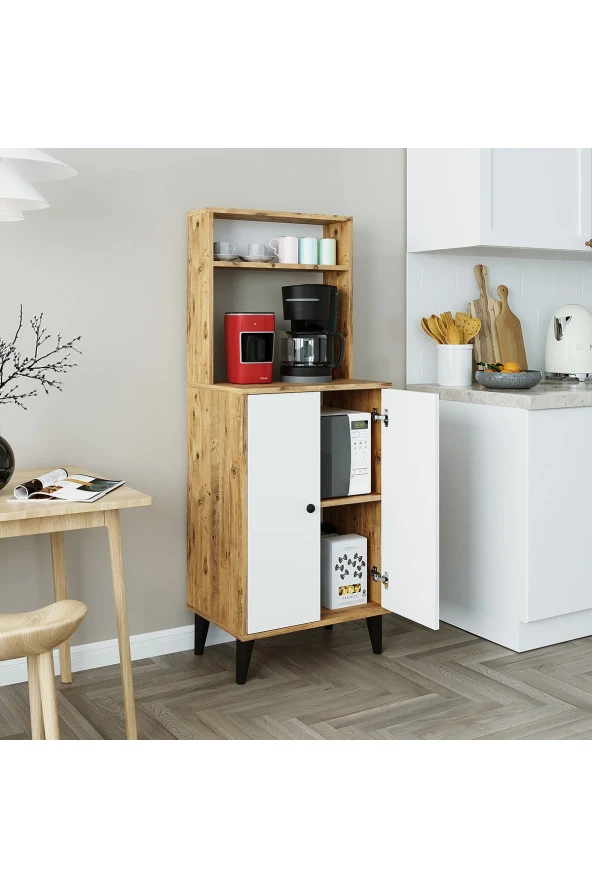 ROOMART MARA 2 KAPAKLI ÇOK AMAÇLI DOLAP KİLER DOLABI KİTAPLIK - 4