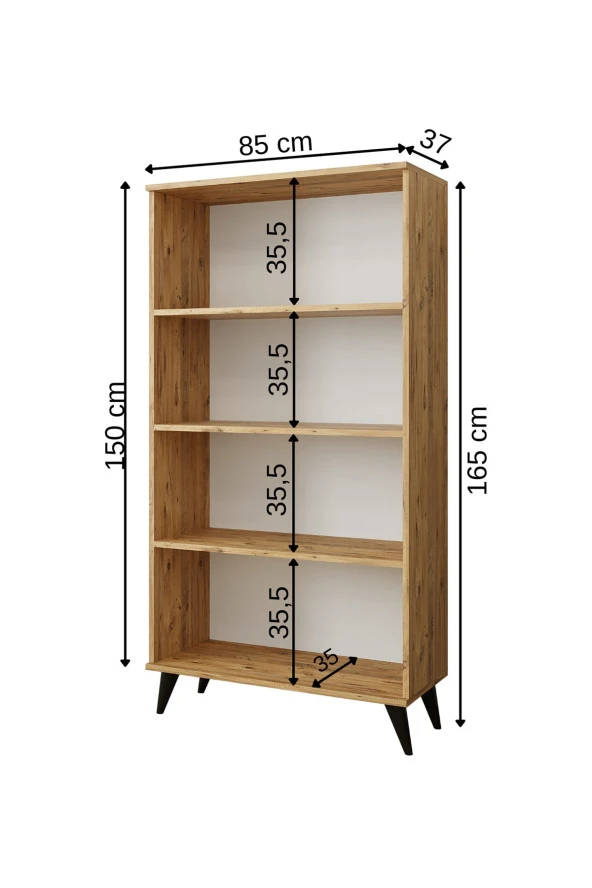 ROOMART RETRA 4 KAPAKLI ÇOK AMAÇLI DOLAP , KİLER DOLABI , KİTAPLIK ATLANTİK ÇAM-MAT BEYAZ - 2