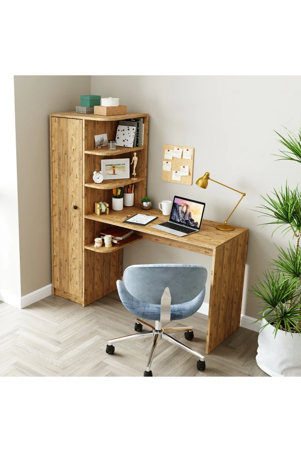 ROOMART ROMA RAFLI ÇALIŞMA MASASI , ÇALIŞMA OFİS MASASI SOL DOLAPLI ATLANTİK ÇAM - 5