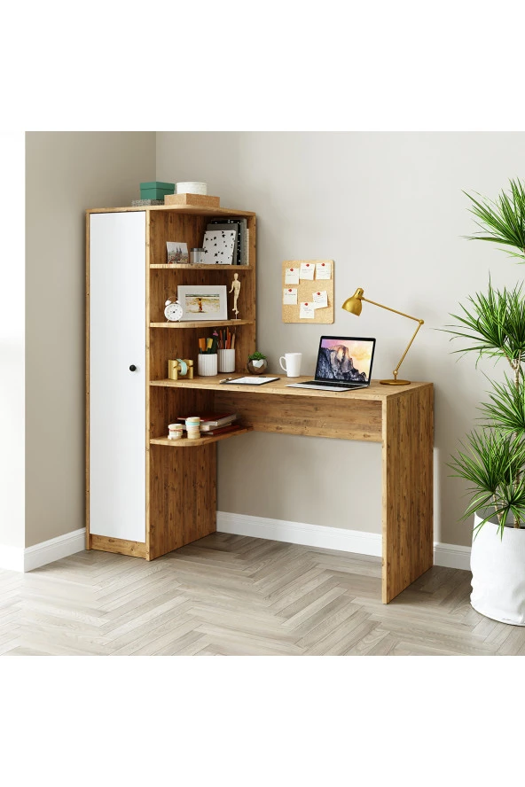 ROOMART ROMA RAFLI ÇALIŞMA MASASI , ÇALIŞMA OFİS MASASI SOL DOLAPLI ATLANTİK ÇAM - 2