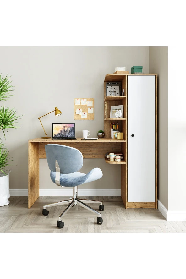 ROOMART ROMA RAFLI ÇALIŞMA MASASI , ÇALIŞMA OFİS MASASI SAĞ ATLANTİK ÇAM - 2