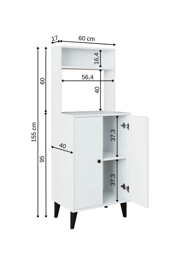 ROOMART MARA 2 KAPAKLI ÇOK AMAÇLI DOLAP , KİLER DOLABI , KİTAPLIK - 4