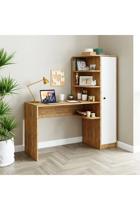 ROOMART ROMA RAFLI ÇALIŞMA MASASI , ÇALIŞMA OFİS MASASI SAĞ ATLANTİK ÇAM - 4