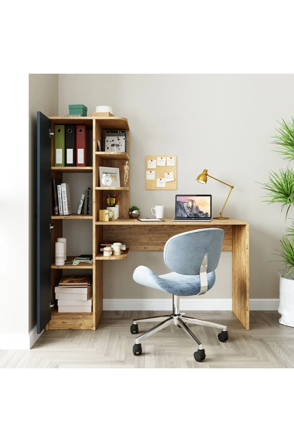 ROOMART RAFLI ÇALIŞMA MASASI , ÇALIŞMA OFİS MASASI SOL DOLAPLI ATLANTİK ÇAM - 3