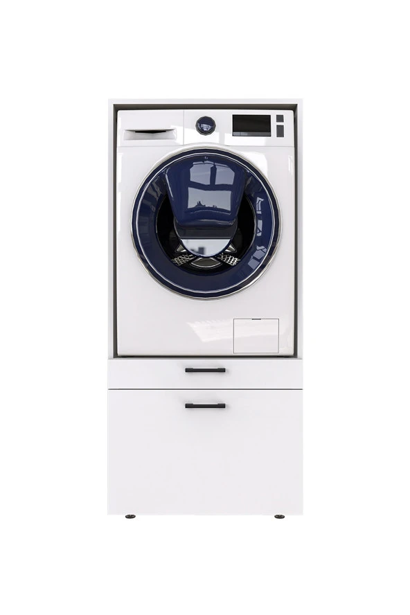 ROOMART Çamaşır-kurutma Makinesi Dolabı Mat Beyaz - Resim 4