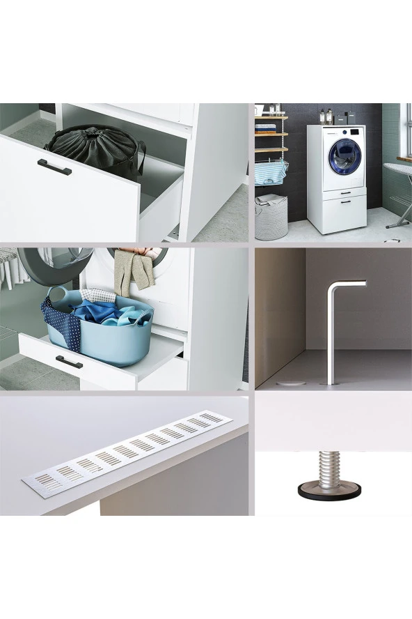 ROOMART Çamaşır-kurutma Makinesi Dolabı Mat Beyaz - Resim 5