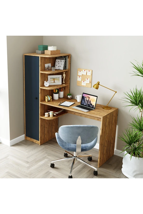 ROOMART RAFLI ÇALIŞMA MASASI , ÇALIŞMA OFİS MASASI SOL DOLAPLI ATLANTİK ÇAM - 4