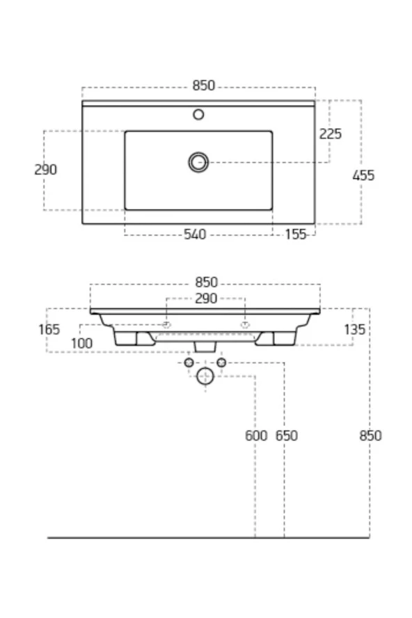 ROOMART Atria 85 Cm Konsollu Lavabo Banyo Dolabı Lavabosu Beyaz ürün görseli 1