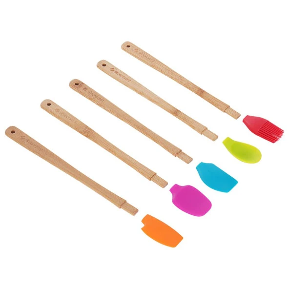 Silver Crest SPT-02 5 Li Renkli 26CM Uzun Silikon Bambu Spatula Seti