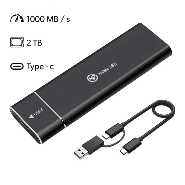 NPO DK02 NVMe M.2 900/1000Mb/s 2TB USB-A/Type-C Kablolu Taşınabilir Harici SSD - 2