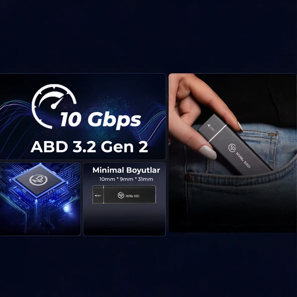NPO DK02 NVMe M.2 900/1000Mb/s 2TB USB-A/Type-C Kablolu Taşınabilir Harici SSD - 6