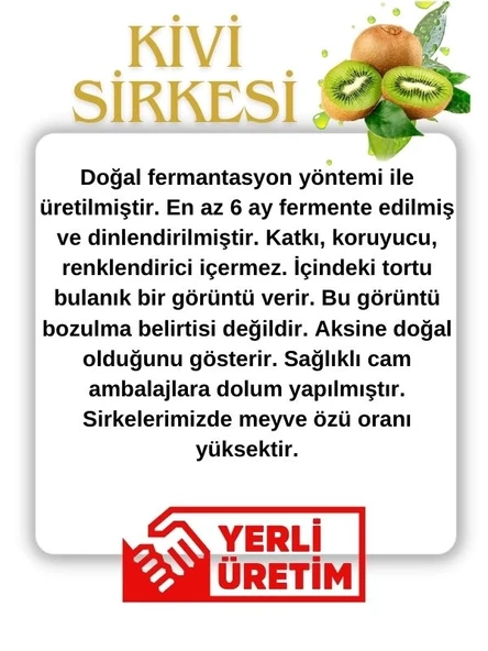 Ordu Organik Pazar Kivi Sirkesi 500 ML - Resim 2