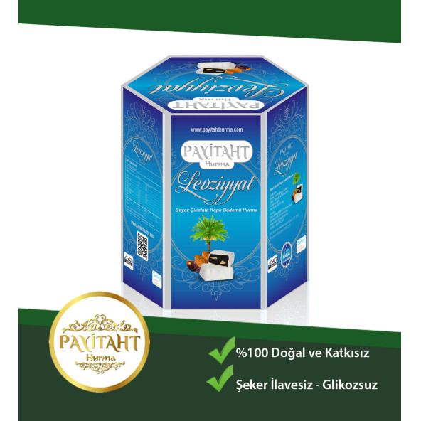 Hurma Levziyyat - Beyaz Çikolata Kaplı Bademli Hurma 250gr