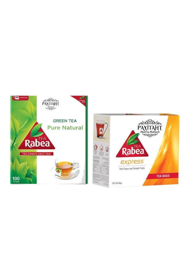 Rabea Tea Pure Natural Green Tea - Black Tea - Rabea Yeşil Çay Ve Siyah Çay 2li