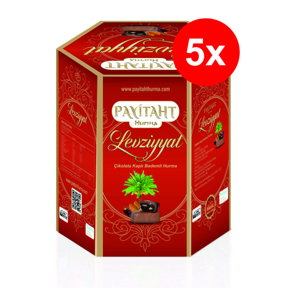 Levziyyat - Sütlü Çikolata Kaplı Bademli Hurma 250gr X5 Paket