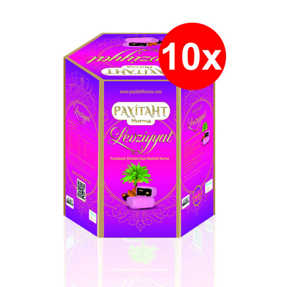 Levziyyat - Frambuazlı Çikolata Kaplı Bademli Hurma 250gr X10 Paket