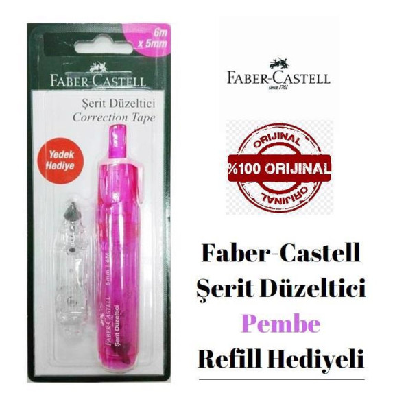 FABER CASTELL ŞERİT DAKSİL PEMBE YEDEK HEDİYELİ 6MX5MM