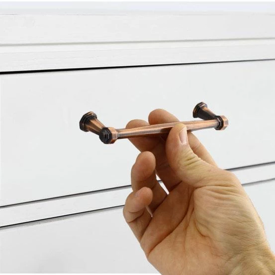 Sütun Düz Metal 128 mm Eskitme Antik Bakır Mobilya Mutfak Çekmece Dolap Dolabı Kulpu Kulbu Kulpları - 6