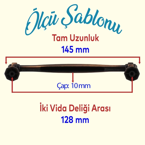 Sütun Düz Metal 128 mm Eskitme Antik Bakır Mobilya Mutfak Çekmece Dolap Dolabı Kulpu Kulbu Kulpları - 2
