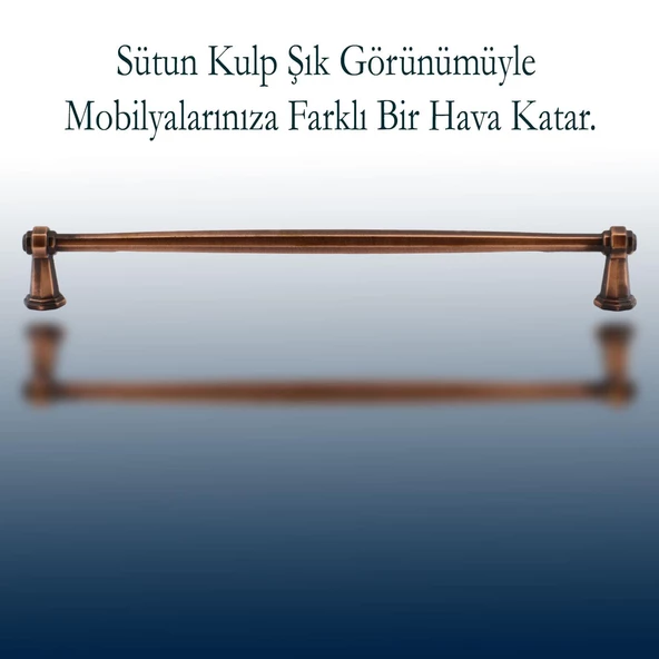 Sütun Düz Metal 224 mm Eskitme Antik Bakır Mobilya Mutfak Çekmece Dolap Dolabı Kulpu Kulbu Kulpları - 3