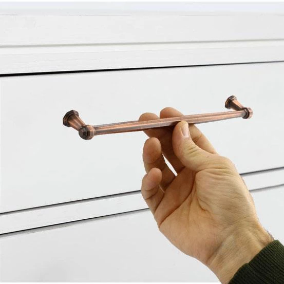 Sütun Düz Metal 224 mm Eskitme Antik Bakır Mobilya Mutfak Çekmece Dolap Dolabı Kulpu Kulbu Kulpları - 6