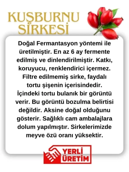 Ordu Organik Pazar Kuşburnu Sirkesi 500 ML - Resim 2