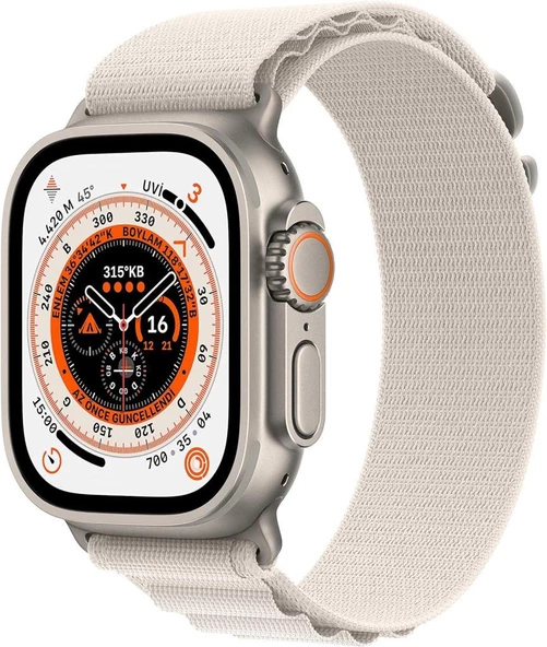 Apple Watch Ultra GPS + Cellular 49mm Titanyum Kasa ve Yıldız Işığı-Alpine Akıllı Saat Outlet