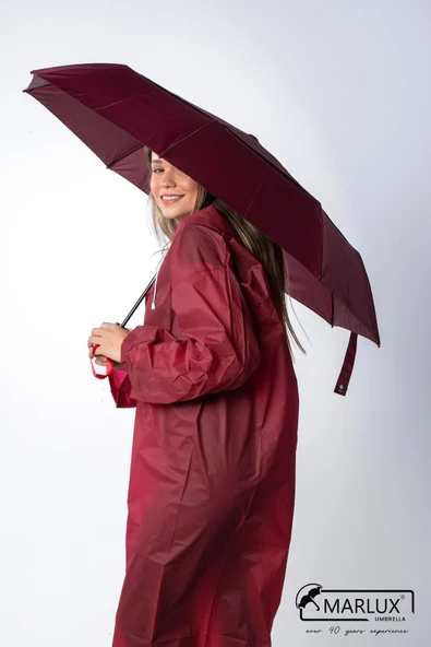 Marlux 8 Telli Tam Otomatik Rüzgara Dayanıklı Yapı Kılıflı Şemsiye Bordo MPR2001 - Resim 3