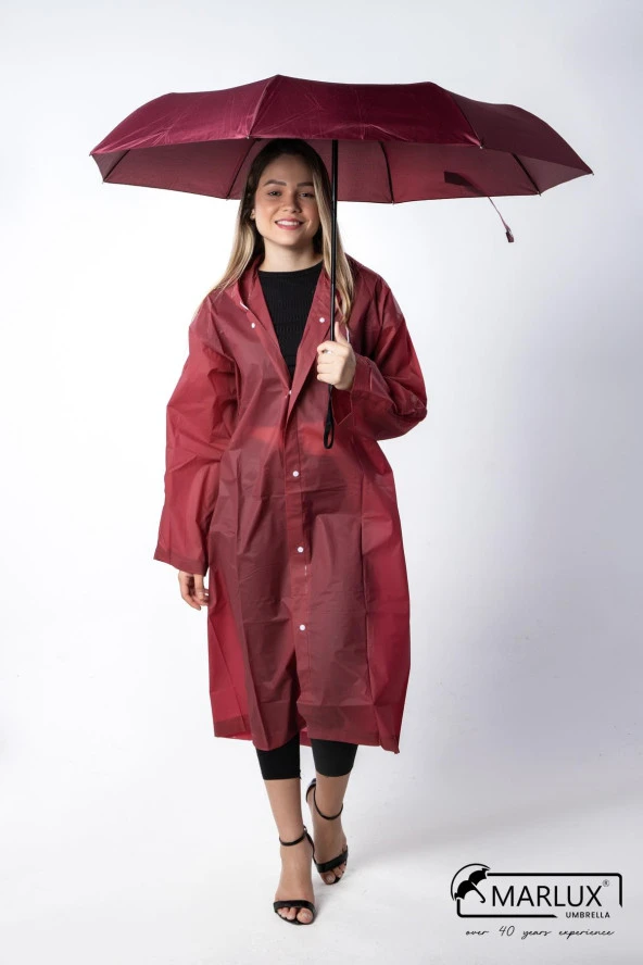 Marlux 8 Telli Tam Otomatik Rüzgara Dayanıklı Özel Sap Tasarımlı Şemsiye Bordo MPR2004 - Resim 4