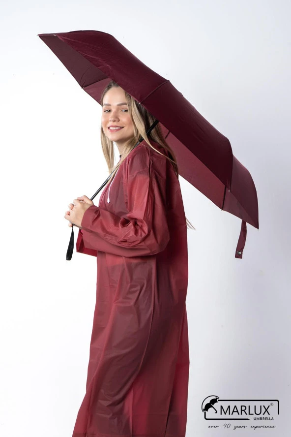 Marlux 8 Telli Tam Otomatik Rüzgara Dayanıklı Özel Sap Tasarımlı Şemsiye Bordo MPR2004 - Resim 2