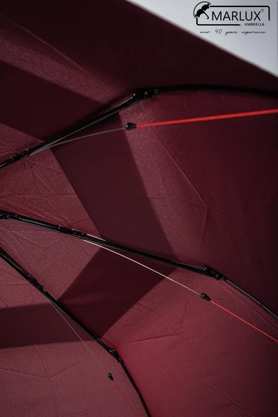 Marlux 8 Telli Tam Otomatik Rüzgara Dayanıklı Yapı Kılıflı Şemsiye Bordo MPR2001 - Resim 6