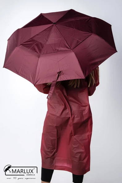 Marlux 8 Telli Tam Otomatik Rüzgara Dayanıklı Yapı Kılıflı Şemsiye Bordo MPR2001 - Resim 4