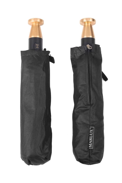 Marlux Siyah Desenli Rolls Royce Gold Saplı Ultra Lüks Premium Şemsiye  M21MAR1021R002 - Resim 4