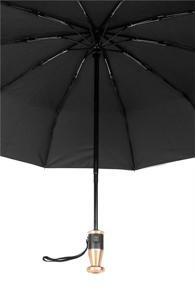 Marlux Siyah Desenli Rolls Royce Gold Saplı Ultra Lüks Premium Şemsiye  M21MAR1021R002 - Resim 3