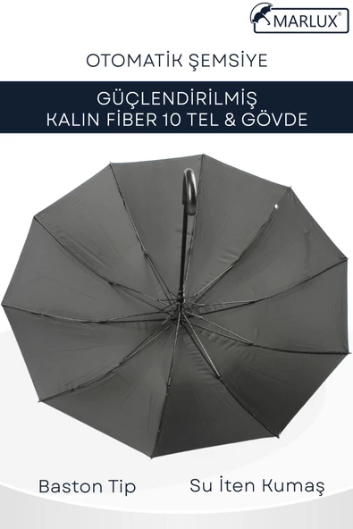 Marlux Siyah Fiber 10  Tel Erkek Baston Şemsiye M21MAR10139R001 - 2