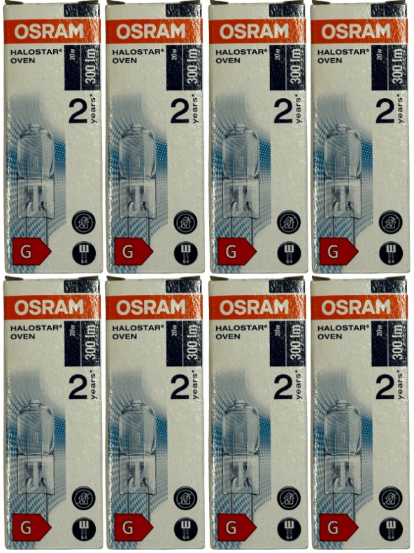 Osram 64428 20W 12V 2800K (Sarı Işık) Owen G4 Duylu Fırın Ampulü (8 Adet)