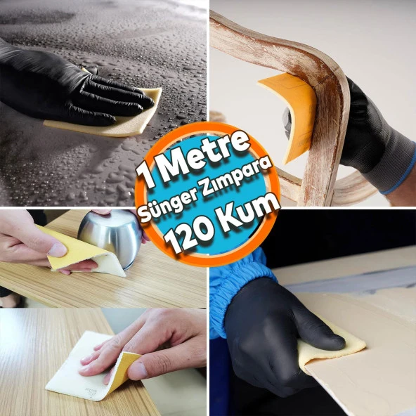 Ahşap Metal Sünger Zımpara Kağıdı Mutfak Banyo Bulaşık Süngeri Bant Kağıt Süngerli Zımpara 1 Metre 120 Kum