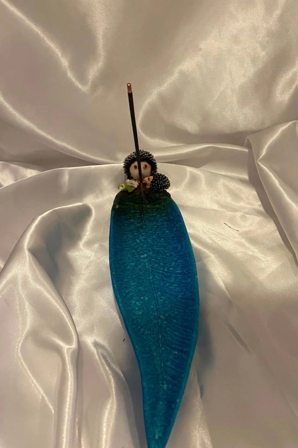 Seramik Çubuk Tütsülük Uzun Yaprak Bilge Kirpi Mavi - 6