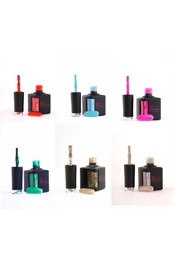 6'lı Set Kalıcı Oje (MAVİ, TURUNCU, GRİ, SİMLİ METALİK, PEMBE, YEŞİL) 15ml