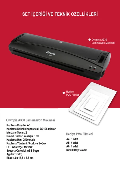A330 Laminasyon Makinesi (A3) + 15 PVC FİLMİ - 2