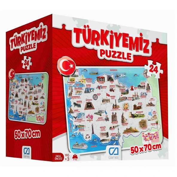 Ca Games Türkiyemiz Yer Puzzle 24 Parça 50x70 Kod:5079