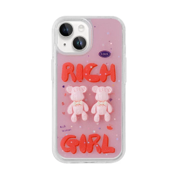 iPhone 15 Plus Kılıf Kabartma Figürlü Parlak Minimini Silikon Kılıf - Resim 7