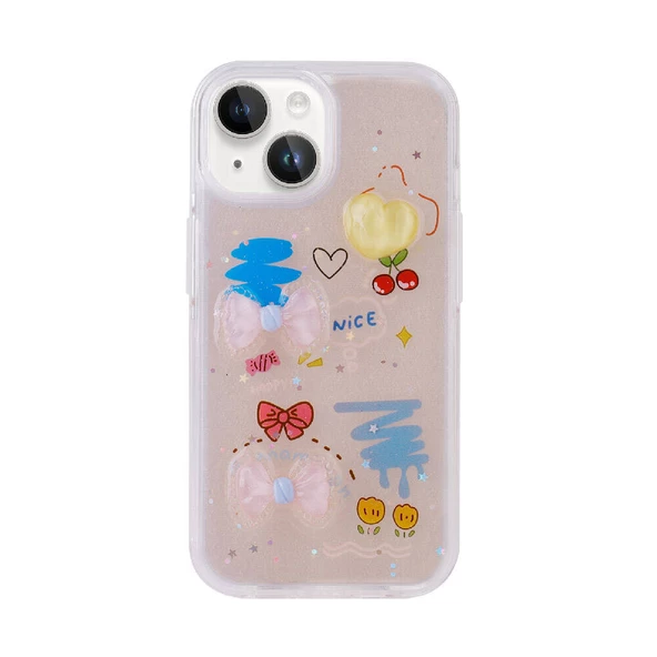 iPhone 15 Plus Kılıf Kabartma Figürlü Parlak Minimini Silikon Kılıf - Resim 5