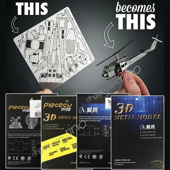 DIY 3D Metal Puzzle Boeing 747 Yolcu Uçağı Hediyelik Maket 14 yaş - 6