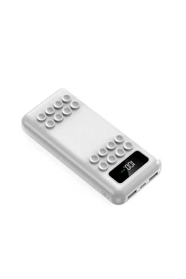 Inovaxis 10.000mah.kablosuz Şarj Özellikli Dahili Kablolu Dijital Göstergeli Vantuzlu Powerbank
