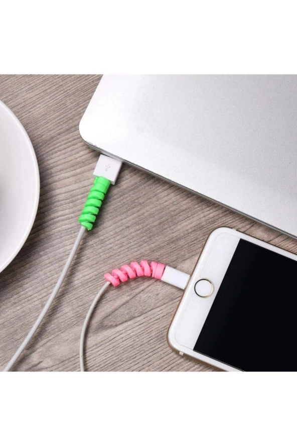 Inovaxis Spiral Silikon Set Şarj Kablosu Kulaklık Kablosu Koruyucu - 2