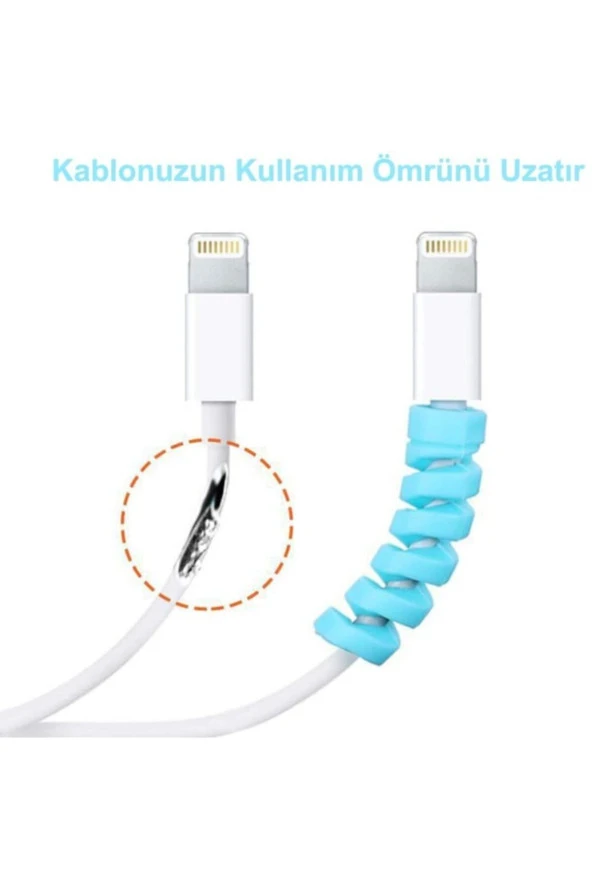 Inovaxis Spiral Silikon Set Şarj Kablosu Kulaklık Kablosu Koruyucu - 3