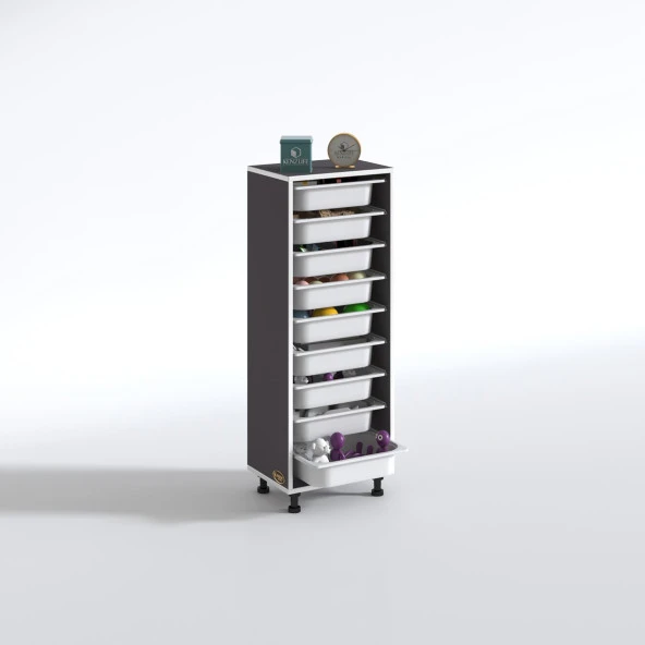 Kenzlife sepetli mutfak dolabı ruberu gri 122x45x30 banyo oyuncak çamaşır beyaz 9 lu sepet - Resim 2